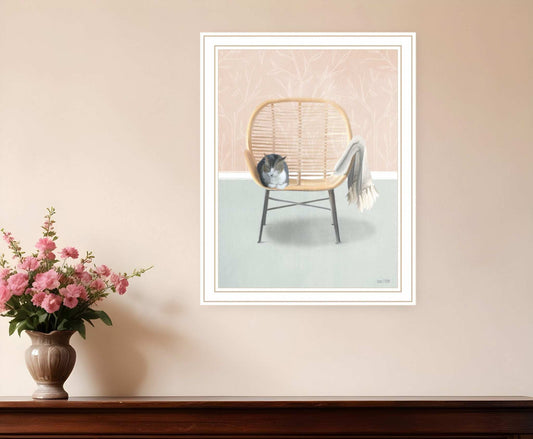 Happy Cat 2 White Framed Print Wall Art - Homeroots - Flyclothing LLC