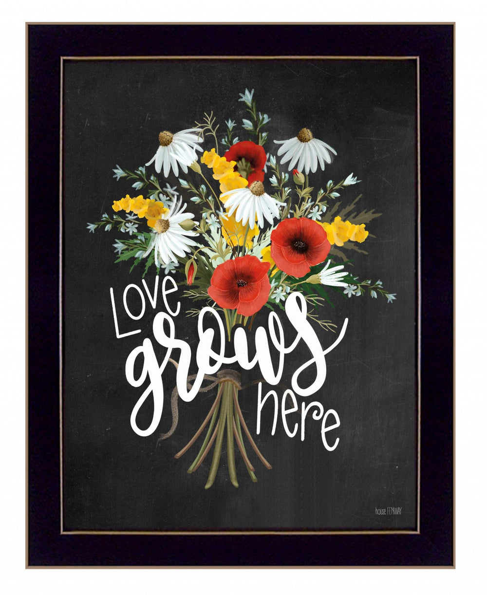 Love Grows Here 1 Black Framed Print Wall Art - Homeroots - Flyclothing LLC