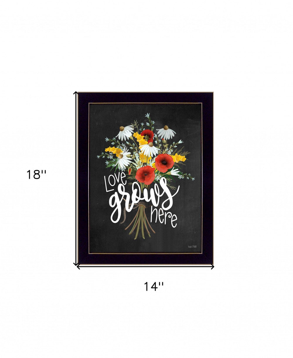 Love Grows Here 1 Black Framed Print Wall Art - Homeroots - Flyclothing LLC