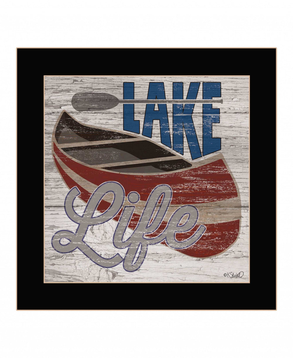 Lake Life Canoe 1 Black Framed Print Wall Art - Homeroots - Flyclothing LLC