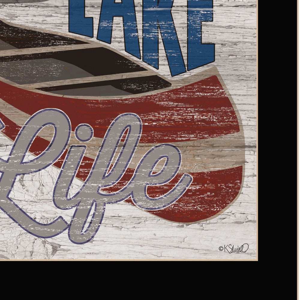 Lake Life Canoe 1 Black Framed Print Wall Art - Homeroots - Flyclothing LLC