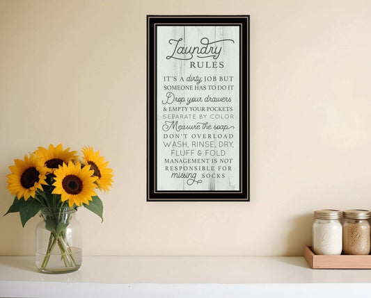 Laundry Rules 1 Black Framed Print Bathroom Wall Art - Homeroots - Flyclothing LLC