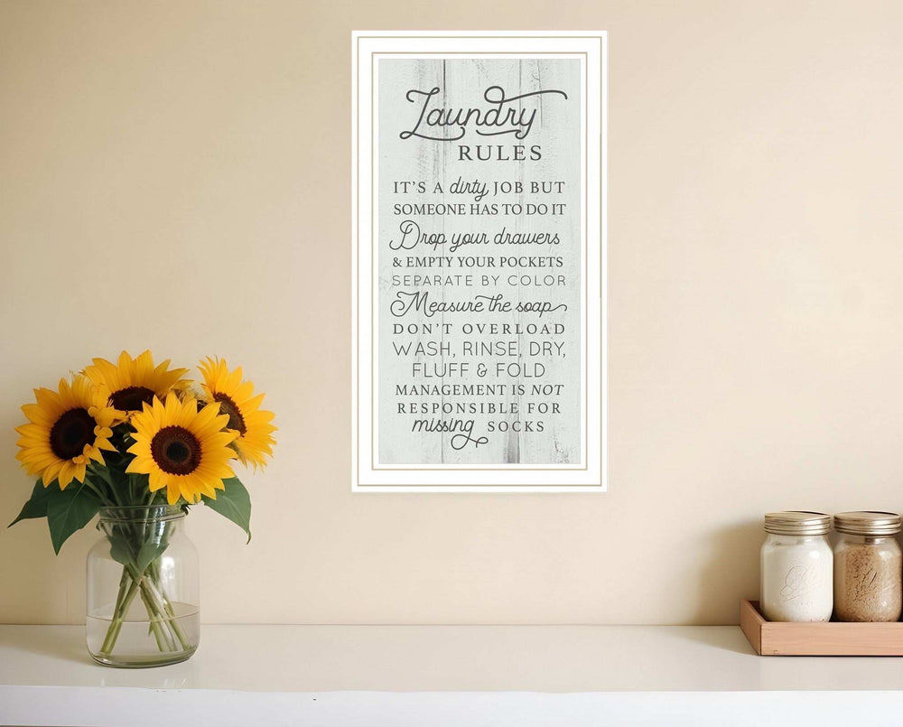 Laundry Rules 2 White Framed Print Bathroom Wall Art - Homeroots - Flyclothing LLC