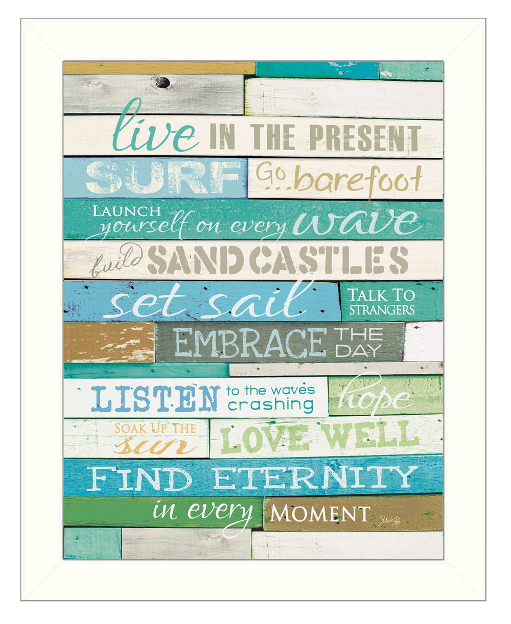 Live in the Present 4 White Framed Print Wall Art - Homeroots - Flyclothing LLC