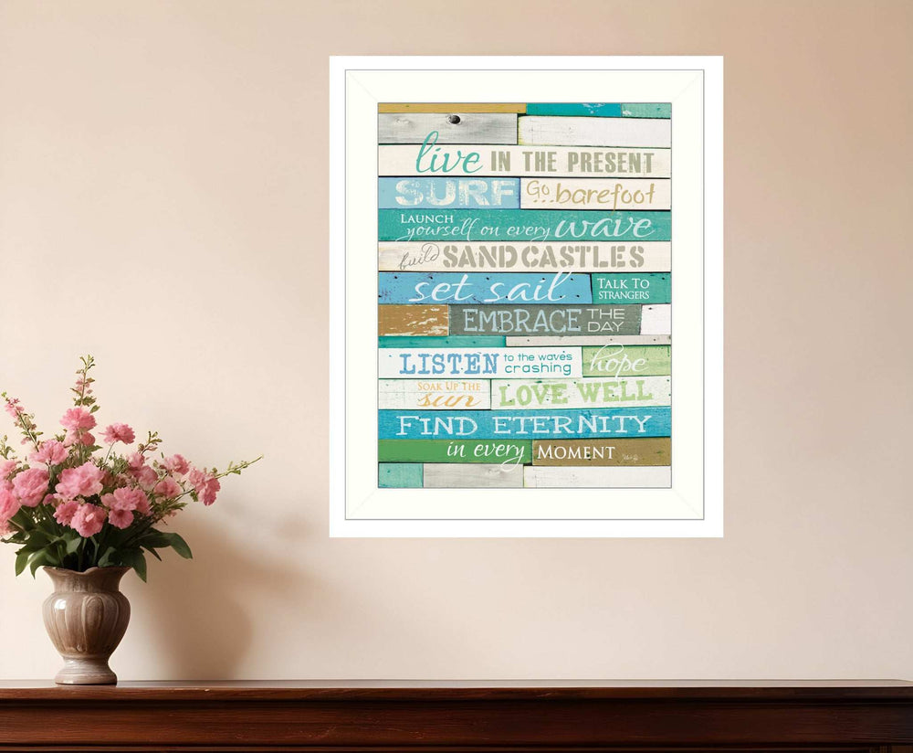 Live in the Present 4 White Framed Print Wall Art - Homeroots - Flyclothing LLC