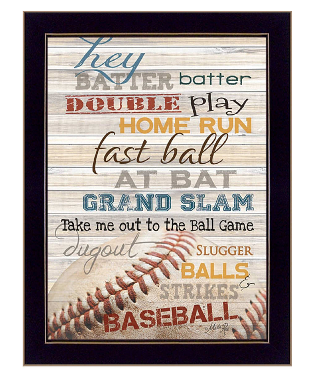 Hey Batter Batter 3 Black Framed Print Wall Art - Homeroots - Flyclothing LLC