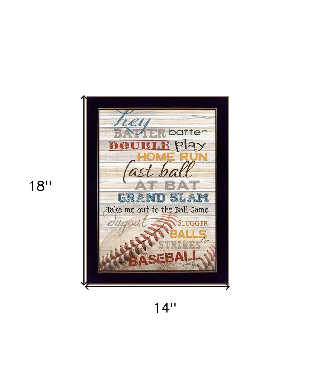 Hey Batter Batter 3 Black Framed Print Wall Art - Homeroots - Flyclothing LLC