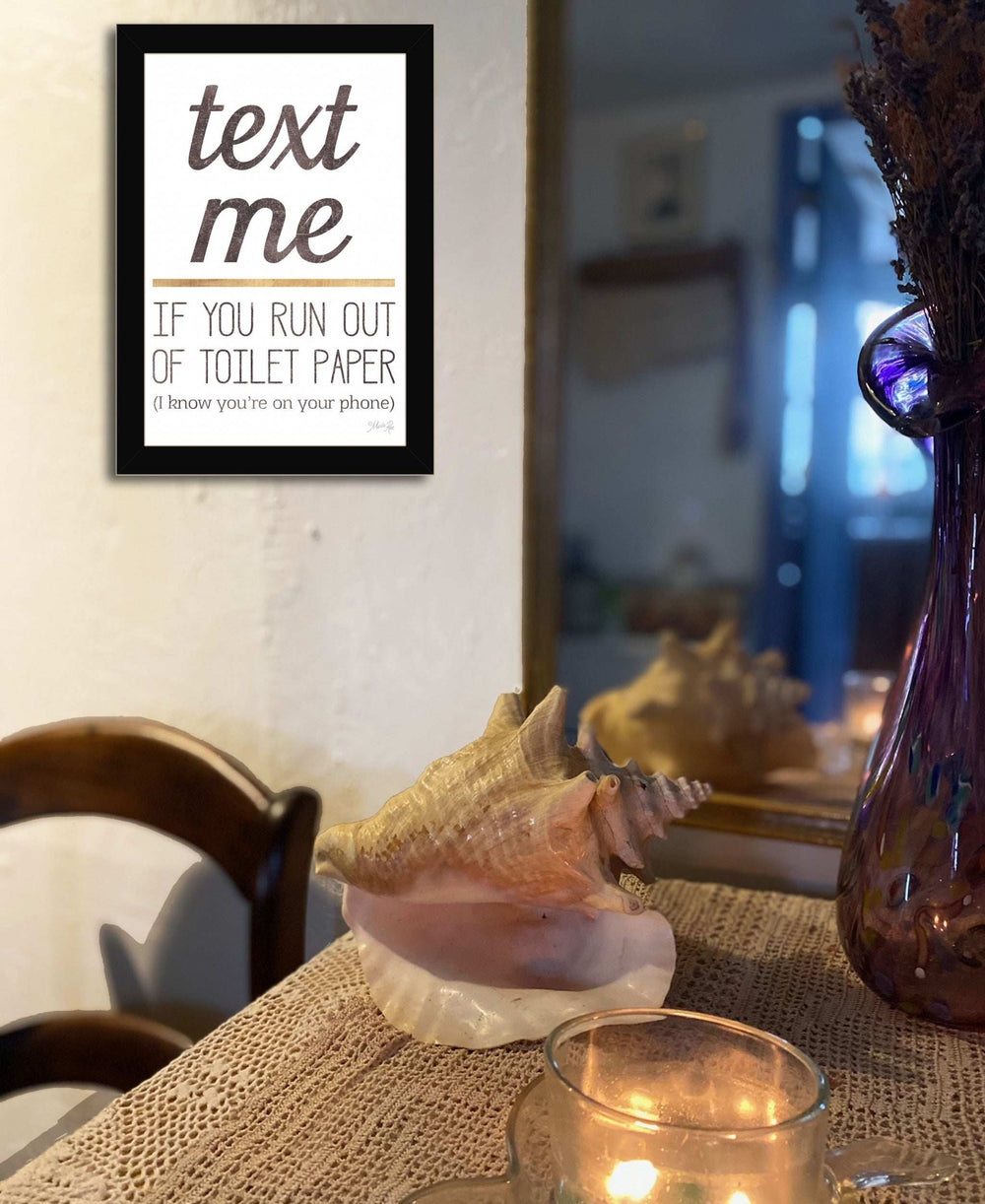 Text Me if You Run Out of Toilet Paper 1 Black Framed Print Wall Art - Homeroots - Flyclothing LLC