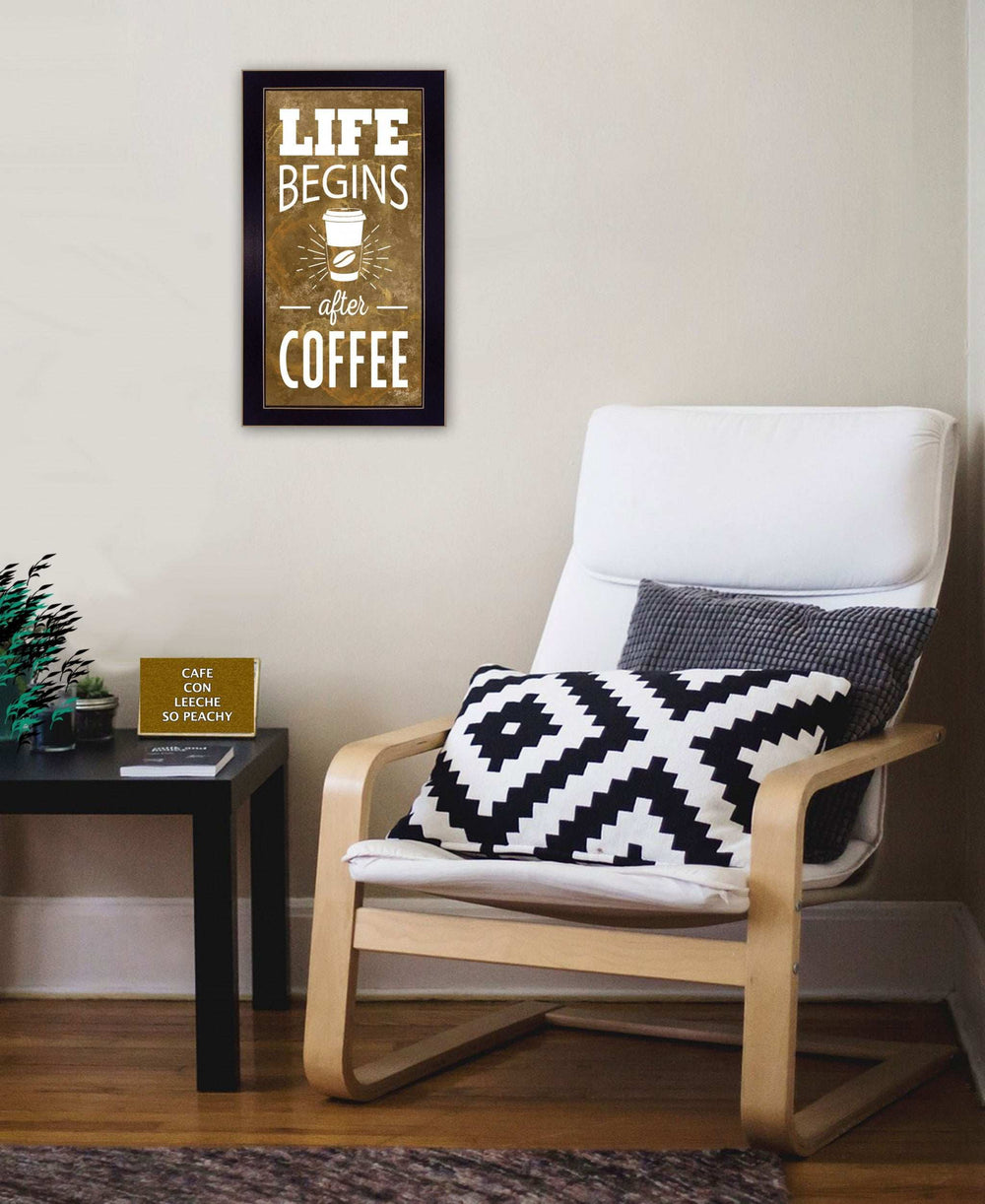 Life Begins after Coffee 1 Black Framed Print Wall Art - Homeroots - Flyclothing LLC