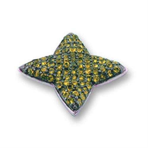 41704 - Rhodium + Ruthenium 925 Sterling Silver Pendant with AAA Grade CZ in Citrine - Alamode - Flyclothing LLC