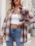 Plaid Collared Neck Long Sleeve Shirt - Trendsi - Flyclothing LLC