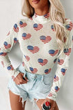 US Flag Heart Mock Neck Long Sleeve Bodysuit - Trendsi - Flyclothing LLC