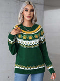 Angel Wings Geometric Round Neck Long Sleeve Sweater - Trendsi - Flyclothing LLC