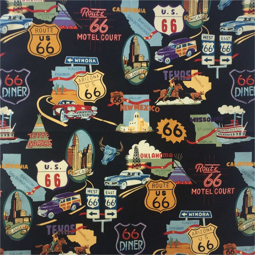 Rockmount Ranch Ware Route 66 Western Cotton Bandana in Black - Rockmount Clothing - Flyclothing LLC