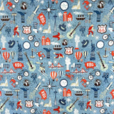 Rockmount Ranch Ware Route 66 Retro Western Cotton Bandana in Blue - Rockmount Clothing - Flyclothing LLC