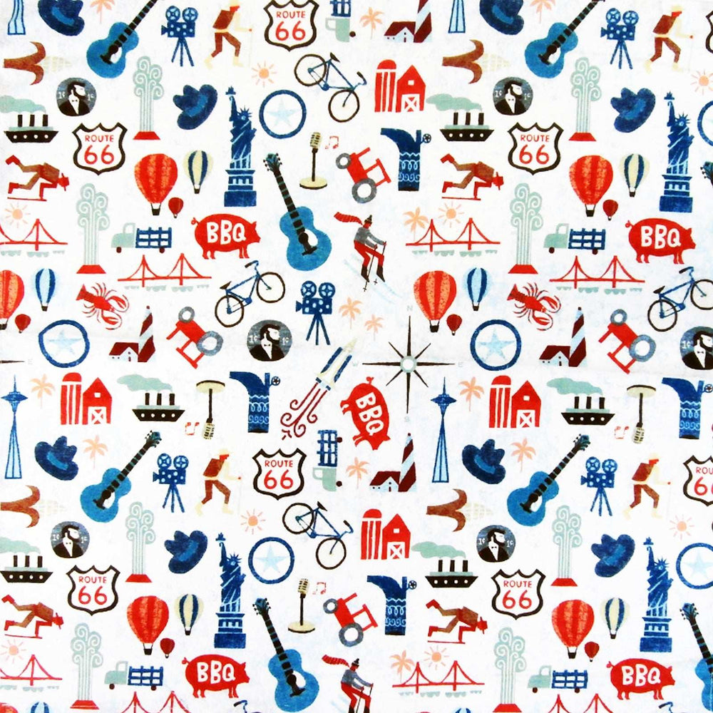 Rockmount Ranch Ware Route 66 Vintage Western Cotton Bandana in White - Rockmount Clothing - Flyclothing LLC