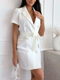 Short Sleeve Tie Waist Mini Dress - Trendsi - Flyclothing LLC