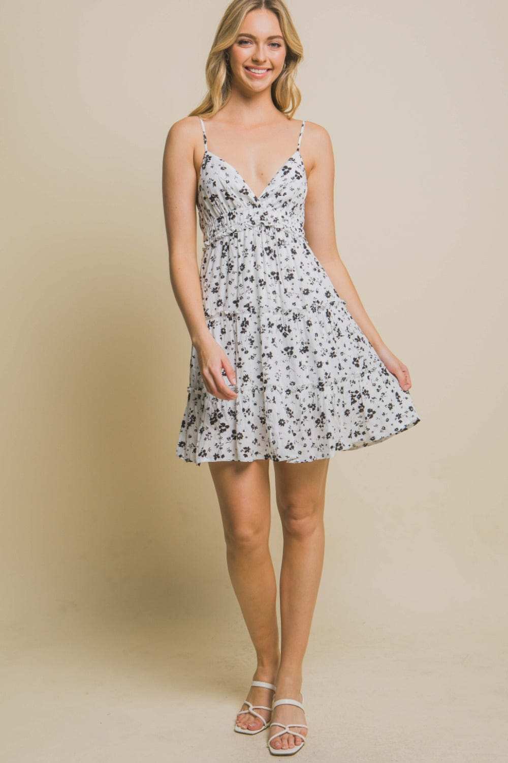 Love Tree Floral Tiered Cami Mini Dress - Trendsi - Flyclothing LLC