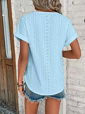 Eyelet Round Neck Short Sleeve Top - Trendsi - Flyclothing LLC