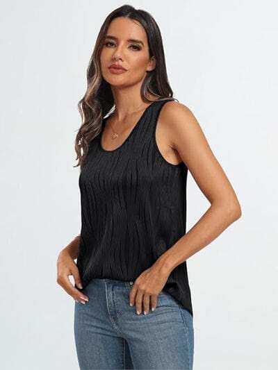 Round Neck Wide Strap Tank - Trendsi - Flyclothing LLC