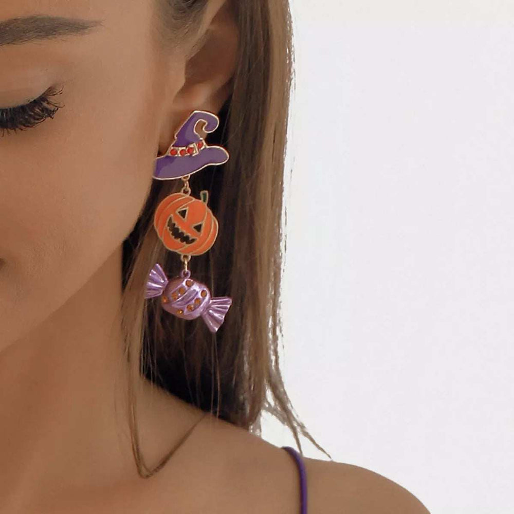 Halloween 18K Gold-Plated Alloy Pumpkin Earrings - Trendsi - Flyclothing LLC