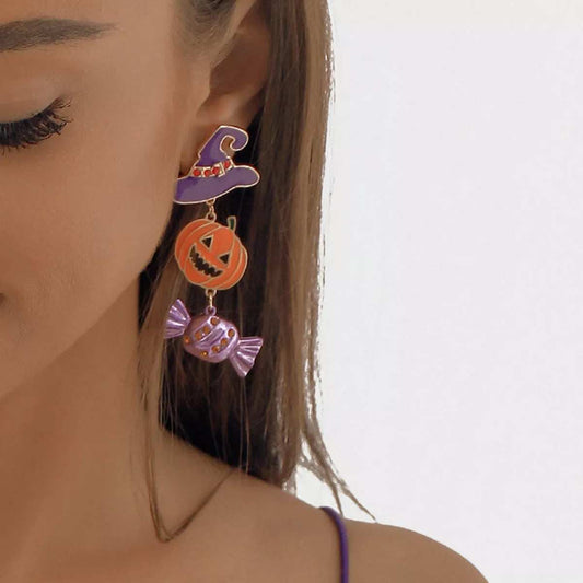 Halloween 18K Gold-Plated Alloy Pumpkin Earrings - Trendsi - Flyclothing LLC