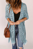 Openwork Open Front Cardigan with Fringes - Trendsi - Flyclothing LLC