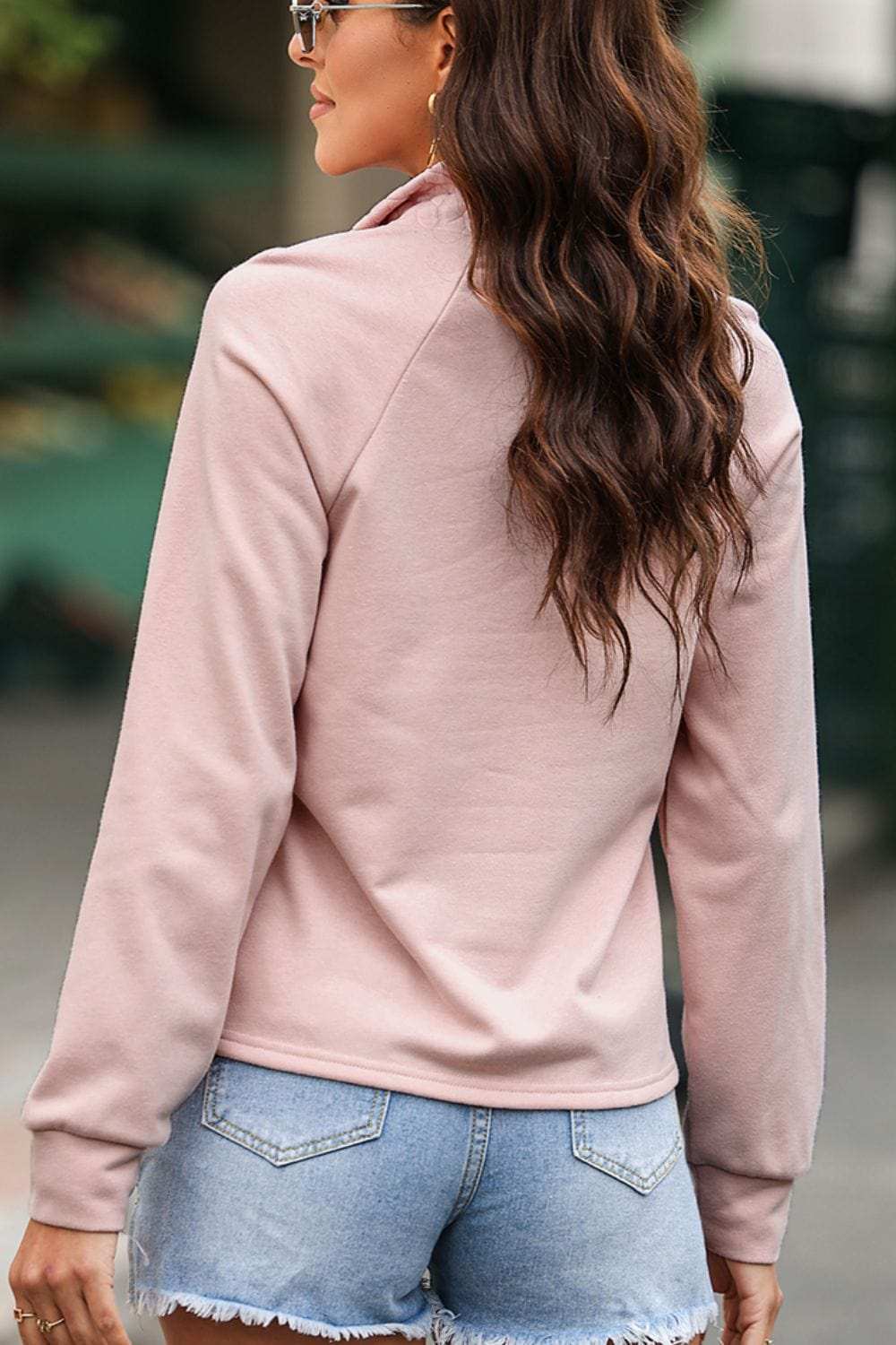 Textured Quarter Zip Long Sleeve Sweatshirt - Trendsi - Flyclothing LLC