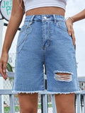 Distressed Raw Hem Denim Shorts - Trendsi - Flyclothing LLC