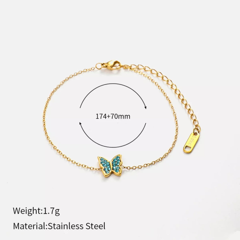 18K Gold-Plated Butterfly Adjustable Bracelet - Trendsi - Flyclothing LLC