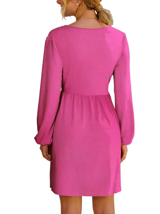 Surplice Long Sleeve Mini Dress - Trendsi - Flyclothing LLC