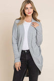 BOMBOM Open Front Long Sleeve Cocoon Cardigan - Trendsi - Flyclothing LLC