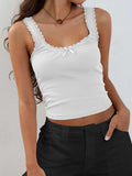Lace Detail Square Neck Tank - Trendsi - Flyclothing LLC