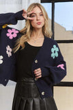 ADORA Flower Button Down Lantern Sleeve Cardigan - Trendsi - Flyclothing LLC