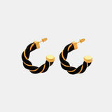 Twisted Leather Rope C-Hoop Earrings - Trendsi - Flyclothing LLC