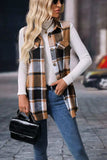 Plaid Button Up Vest Coat - Trendsi - Flyclothing LLC