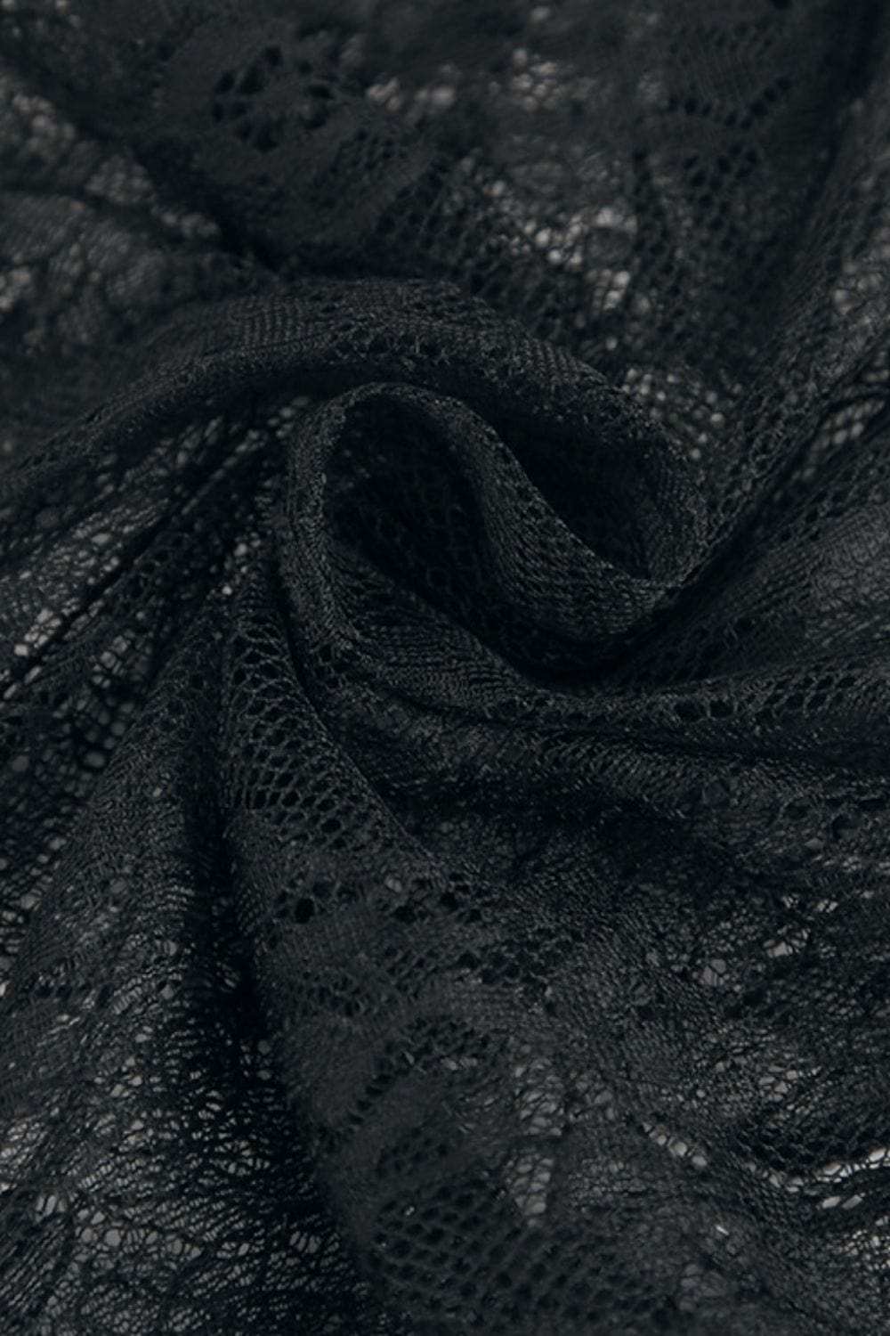 Fringe Round Neck Long Sleeve Lace Sheer Top - Trendsi - Flyclothing LLC