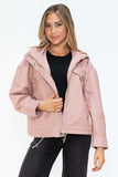 How Dare U Drawstring Hem PU Leather Zip Up Jacket - Trendsi - Flyclothing LLC