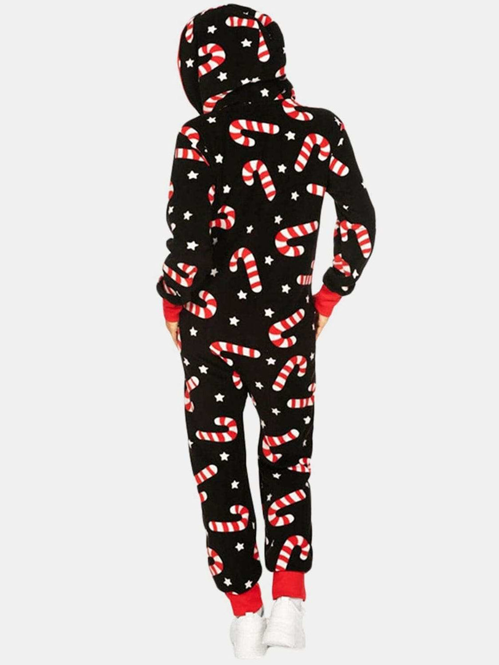 Printed Zip Up Long Sleeve Hooded Jumpsuit - Trendsi - Flyclothing LLC