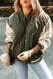 Contrast Baseball Collar Snap Down Long Sleeve Jacket - Trendsi - Flyclothing LLC