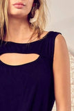 BiBi Rayon Span Knit With Cut Out Front Sleeveless Top - Trendsi - Flyclothing LLC