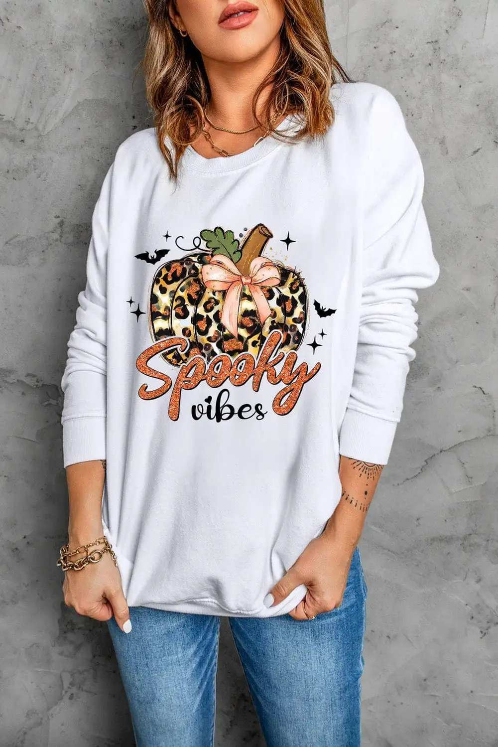 Graphic Round Neck Long Sleeve Sweatshirt - Trendsi - Flyclothing LLC