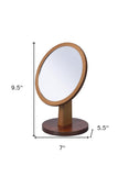 10" Brown Round Framed Makeup Shaving Tabletop Mirror - Homeroots - Flyclothing LLC