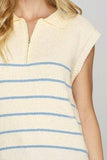 She + Sky Full Size Ribbed Hem Striped Half Zip Sweater Vest Plus Size - Trendsi - Flyclothing LLC