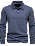 Men's Collared Neck Long Sleeve Polo - Trendsi - Flyclothing LLC