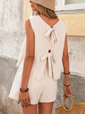 Sleeveless Bow-Tie Back Tank and Shorts Set - Trendsi - Flyclothing LLC