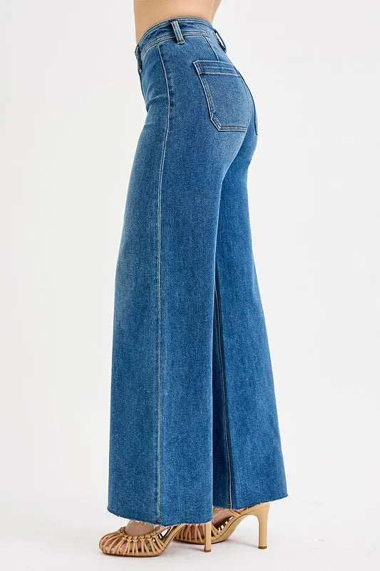 RISEN High-Waisted Wide Leg Jeans - Trendsi - Flyclothing LLC