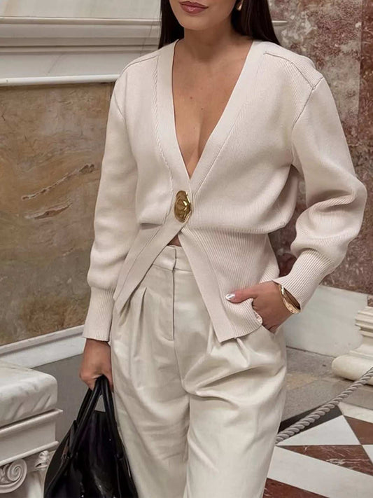 Single-Button Knit Cardigan - Trendsi - Flyclothing LLC