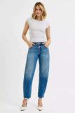 RISEN Tummy Control High Rise Ankle Slim Barrel Jeans - Trendsi - Flyclothing LLC