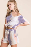 BiBi Tie Dye Terry Shorts with Drawstring - Trendsi - Flyclothing LLC
